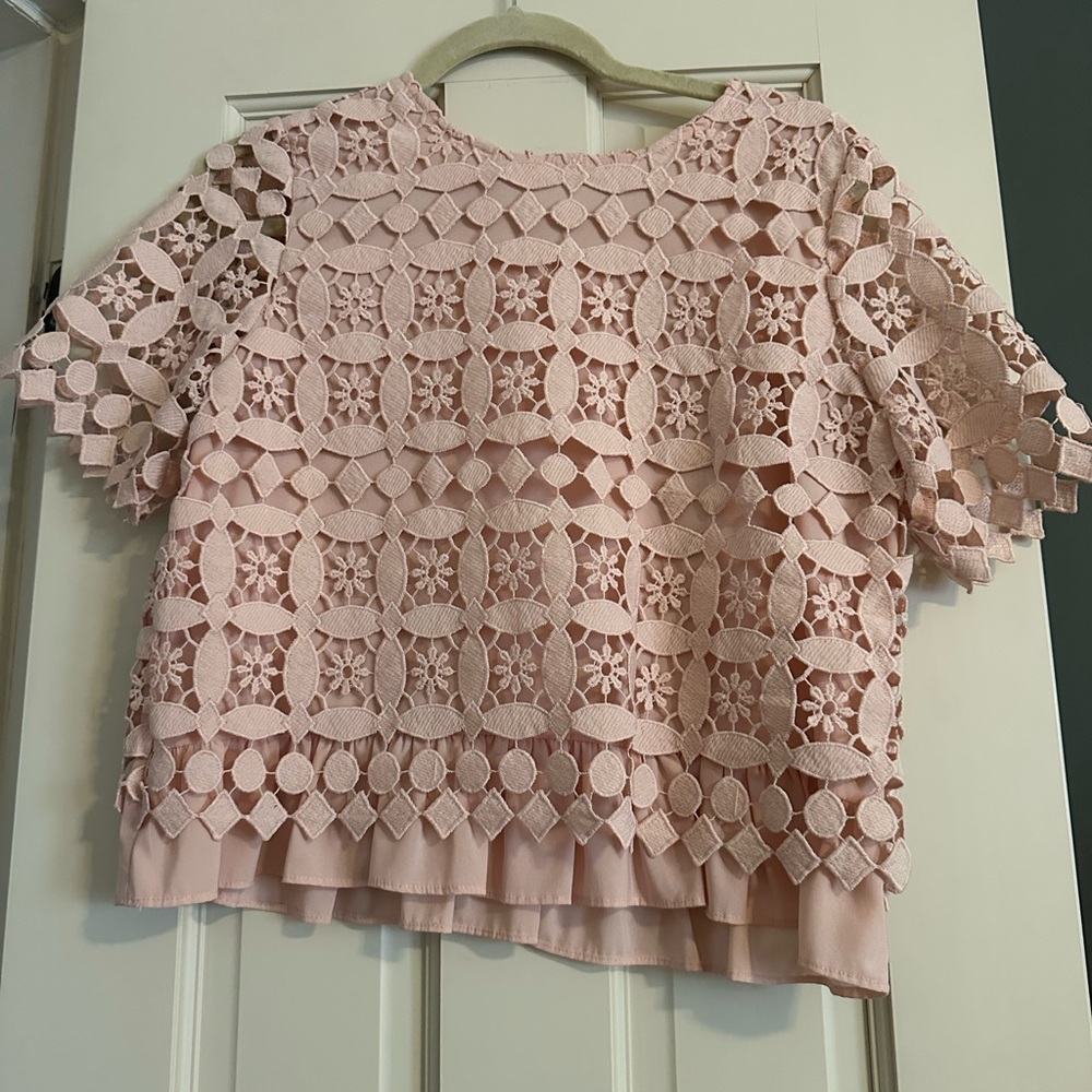 Pink Lace Overlay Top